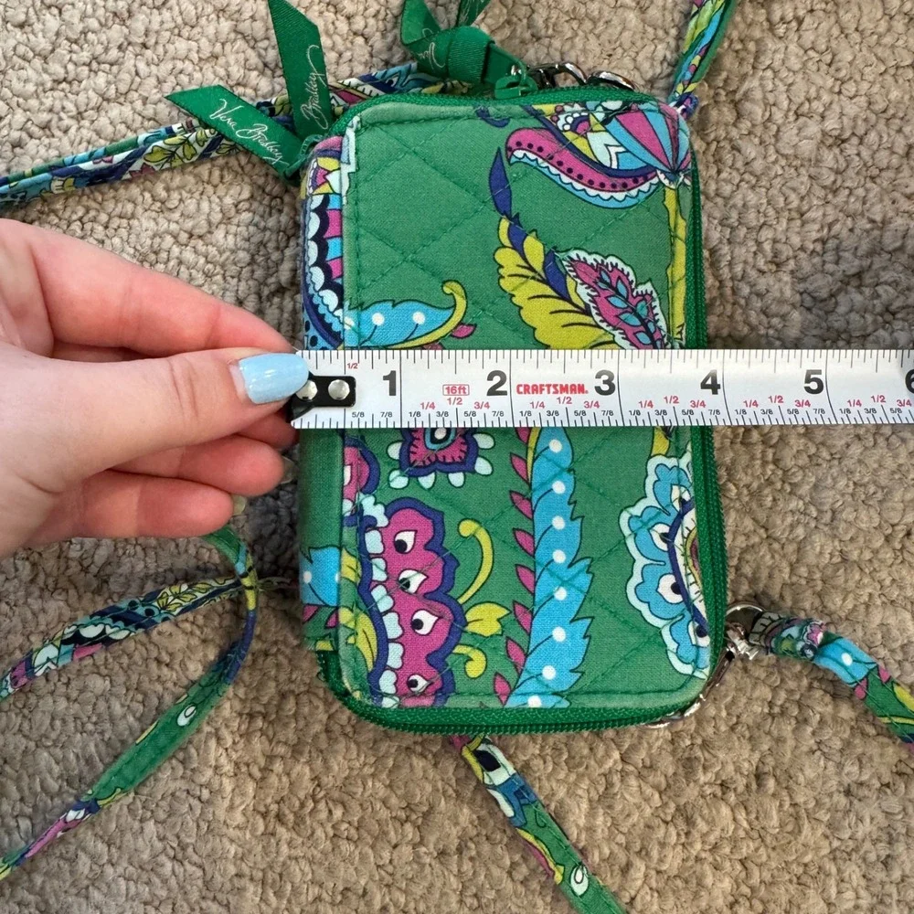 Vera Bradley All In One Crossbody Wallet Retired Emerald‎ Paisley